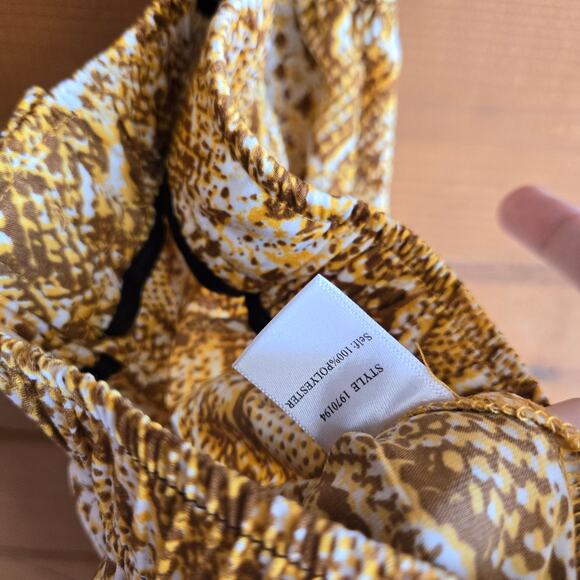 Anthropologie Current Air Snakeskin Yellow Trouser Pant Pull On XS Straight Leg - Picture 5 of 5